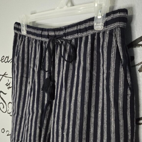 Banana Republic Tassel Drawstring Wide-Leg Pull-On Pant, Navy, S - Picture 3 of 6